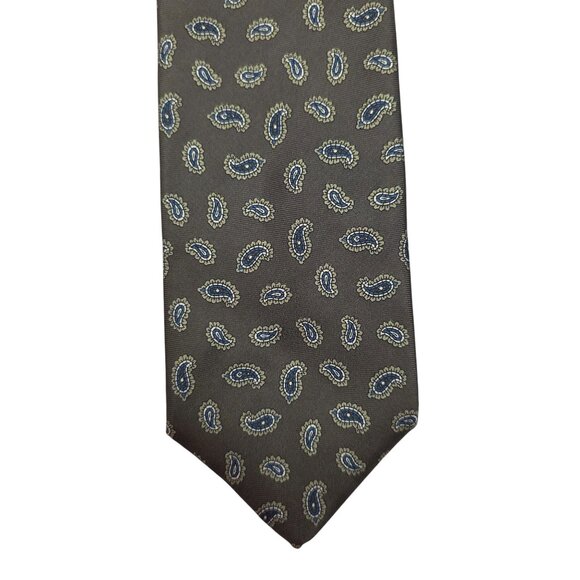 Christopher Hart Brown w/ Blue Paisley Silk Tie Elegant Design Mens Accessory - Picture 4 of 6
